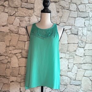 Iz Byer Turquoise Lace Accent Tank Top